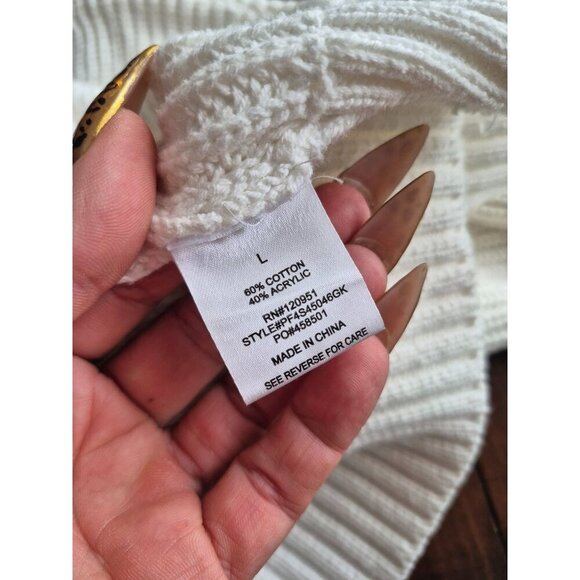 Pink Rose White Knit Cardigan With Black Velvet Bows size L - Picture 7 of 7